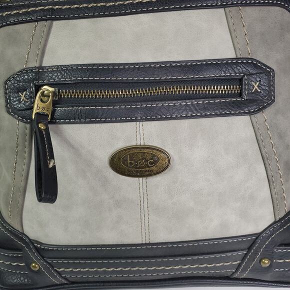 B.O.C. Born Concepts Gray and Black Vinyl Tote Shoulder Handbag Purse Medium - Picture 3 of 11